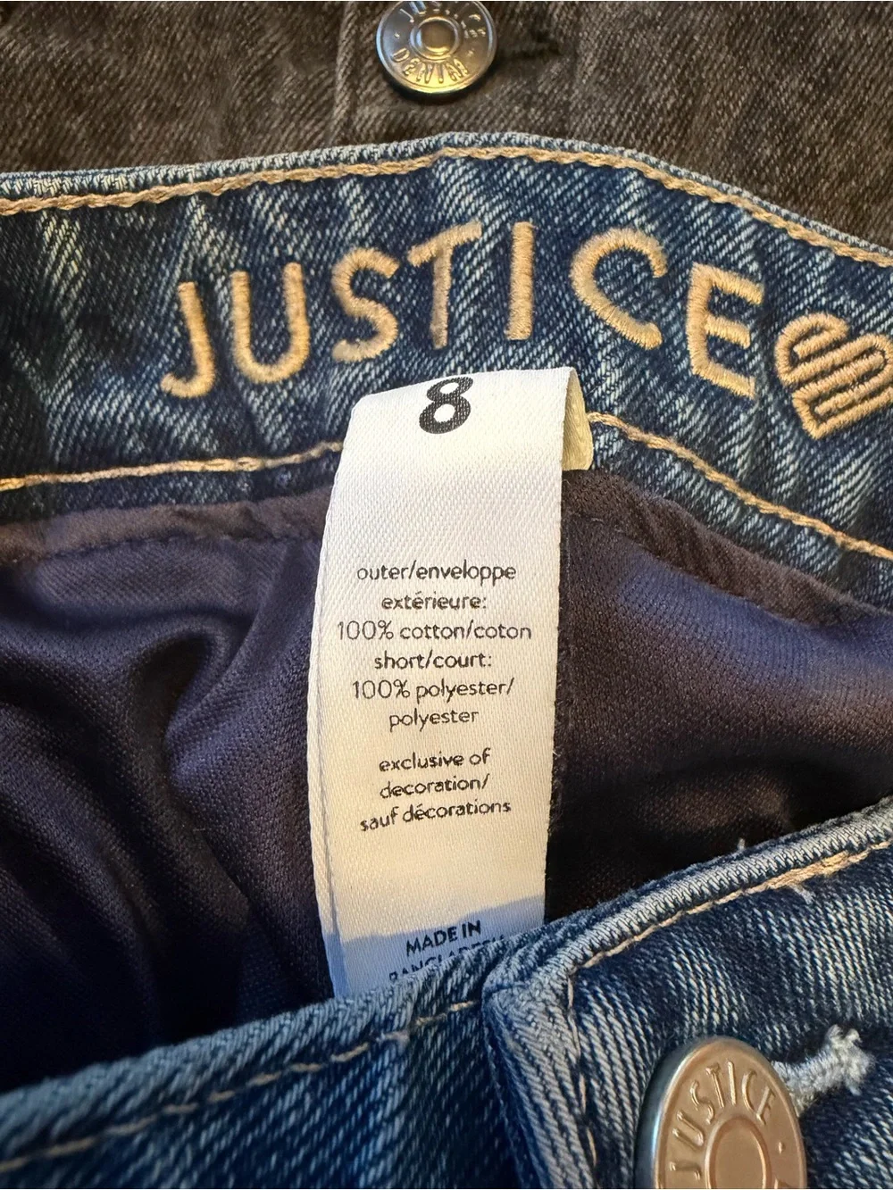 Justice Girls Denim Skirt Lot x 2 Size 8